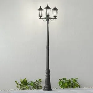 Lindby Außenleuchte Nane, 217cm, schwarz, seewasserfest, E27 Nane Lindby, dimmbar, schwarz, Kunststoff, Antik