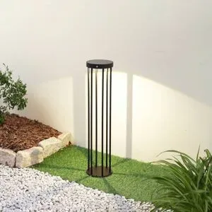 Lucande LED-Solar-Wegelampe Evelis, schwarz, Alu, Sensor Evelis, schwarz, Aluminium, Modern, Solarleuchten