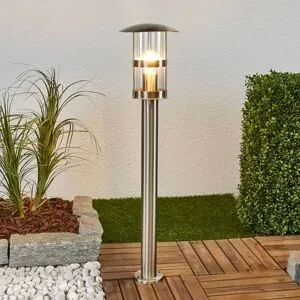 Lindby Wegelampe Noemi, grau, Edelstahl, 80 cm, IP44 Noemi Lindby, dimmbar, alu / grau / zink, Edelstahl, Modern