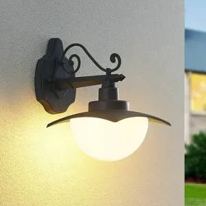 Aussenwandleuchte Elinda Lindby, dimmbar, schwarz, Aluminium, Landhaus / Rustikal, Wandleuchte außen