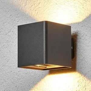 LED Aussenwandleuchte Aaron Lucande, schwarz, Aluminium, Modern, LED Wandleuchte außen