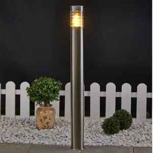 Lindby Wegeleuchte Enja, 100 cm, Edelstahl, IP44, E27 ENJA Lindby, dimmbar, alu / grau / zink, Edelstahl, Modern