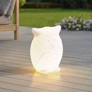 Lindby LED-Akkuleuchte Errol, Eule, weiß, RGBW, IP54 Errol Lindby, dimmbar, weiß / opal, für Kinderzimmer, Kunststoff, Modern