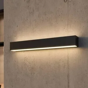 LED Aussenwandleuchte Lengo Lucande, schwarz, Aluminium, Modern, LED Wandleuchte außen