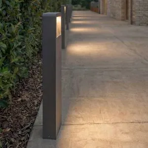 LED Wegeleuchte LEYA Lucande, schwarz, Aluminium, Modern, LED Außenleuchte