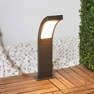 LED Sockelleuchte Juvia Lucande, schwarz, Aluminium, Modern, LED Außenleuchte
