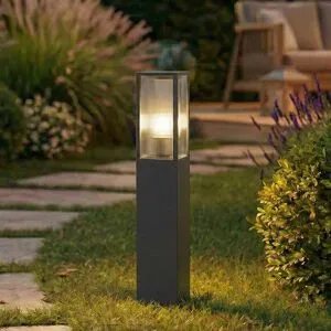 Wegeleuchte Peldar Lindby, dimmbar, schwarz, Aluminium, Modern, Außenleuchte