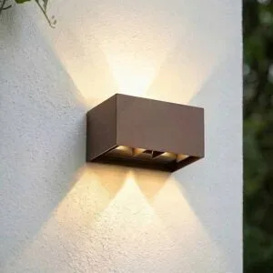 LED Aussenwandleuchte Nivar Lindby, braun / rost, Aluminium, Modern, LED Wandleuchte außen