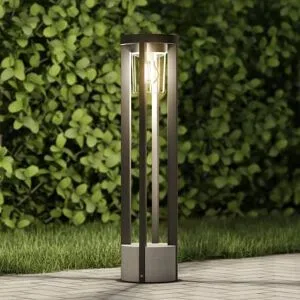 Wegeleuchte Overa Lucande, dimmbar, alu / grau / zink, Aluminium, Modern, Außenleuchte