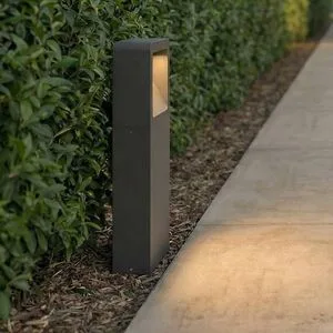 LED Sockelleuchte LEYA Lucande, schwarz, Aluminium, Modern, LED Außenleuchte