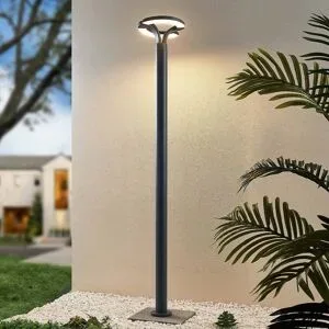 Lindby LED-Außenleuchte Keily, Kreis, anthrazit, Metall Keily, schwarz, Aluminium, Modern