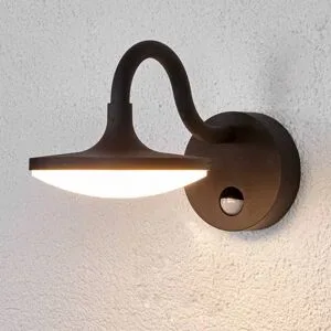 Lucande LED-Außenwandlampe Finny, Bewegungsmelder, IP54 Finny, schwarz, Aluminium, Modern