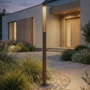 LED Wegeleuchte Fjorya Lindby, braun / rost, Aluminium, Modern, LED Außenleuchte