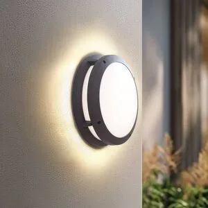 Lindby Smart LED-Außenwandleuchte Liren CCT RGB Tuya WLAN Lindby, dimmbar, alu / grau / zink, Aluminium, Modern, Smart Home Wandleuchte außen