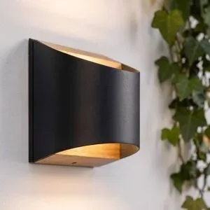 LED Aussenwandleuchte Lenore Lindby, schwarz, Aluminium, Modern, LED Wandleuchte außen
