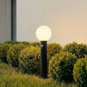 Lindby Sockelleuchte Dangan, schwarz/opal 60cm, Glas, Sensor Dangan Lindby, dimmbar, weiß / opal, Glas, Modern