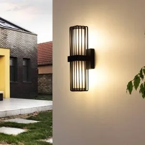 Aussenwandleuchte Chandan Lucande, dimmbar, schwarz, Aluminium, Modern, Wandleuchte außen