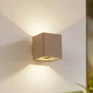 LED Aussenwandleuchte Aaron Lucande, creme / amber, Aluminium, Modern, LED Wandleuchte außen
