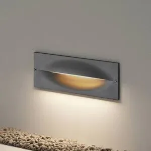 Lucande LED-Wandeinbauleuchte Zandro, 25 cm, anthrazit, IP65 Zandro, schwarz, Aluminium, Modern, Wandleuchte außen