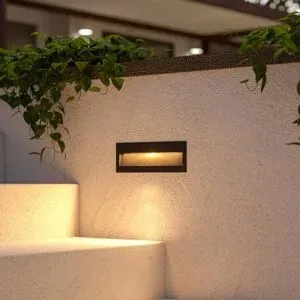 Lucande LED-Wandeinbauleuchte Loya, 23 x 8 cm, grau, IP54 Loya, schwarz, Aluminium, Modern, Wandleuchte außen