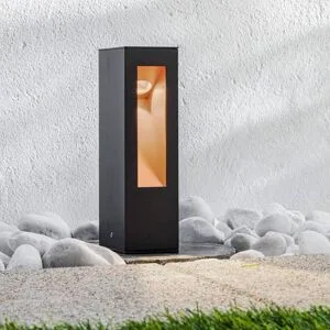 LED Sockelleuchte JENKE Lucande, schwarz, Aluminium, Modern, LED Außenleuchte
