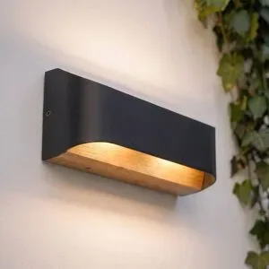 LED Aussenwandleuchte Lenore Lindby, schwarz, Aluminium, Modern, LED Wandleuchte außen