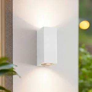 Aussenwandleuchte Xava Lucande, dimmbar, weiß / opal, Aluminium, Modern, Wandleuchte außen