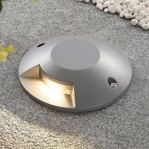 Lucande LED-Bodenstrahler Jeffrey, silber, 1 Lichtaustritt Jeffrey, alu / grau / zink, Aluminium, Modern, LED Außenleuchte