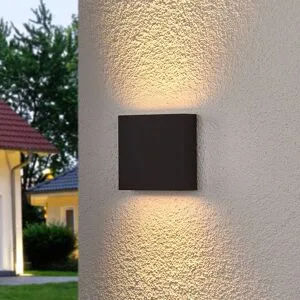 LED Aussenwandleuchte Trixy Lucande, schwarz, Aluminium, Modern, LED Wandleuchte außen