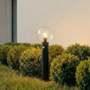 Lindby Sockelleuchte Dangan, schwarz/klar 60cm, Glas, Sensor Dangan Lindby, dimmbar, klar / transparent, Glas, Modern