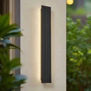 LED Aussenwandleuchte Melira Lucande, schwarz, Aluminium, Modern, LED Wandleuchte außen