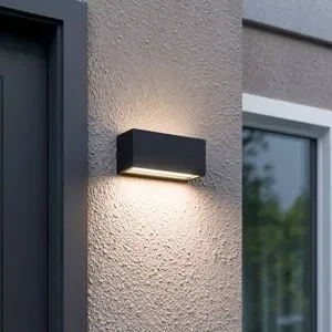 Aussenwandleuchte BENTE Lucande, dimmbar, schwarz, Aluminium, Modern, Wandleuchte außen