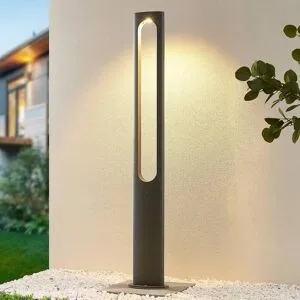 Lucande LED-Außenleuchte Dovino, 150 cm, dunkelgrau, IP65 Dovino, schwarz, Aluminium, Modern