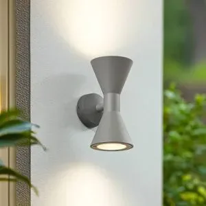 Aussenwandleuchte Xalor Lucande, dimmbar, alu / grau / zink, Aluminium, Modern, Wandleuchte außen