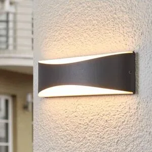LED Aussenwandleuchte Akira Lucande, schwarz, Aluminium, Modern, LED Wandleuchte außen