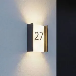 Lindby LED-Außenwandlampe Selqa, Hausnummer, anthrazit, IP65 Selqa, schwarz, Metall, Modern, Wandleuchte außen
