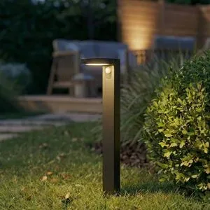 Prios LED-Solar-Wegeleuchte Tarlson, rund, anthrazit, Sensor Tarlson PRIOS, schwarz, Kunststoff, Modern