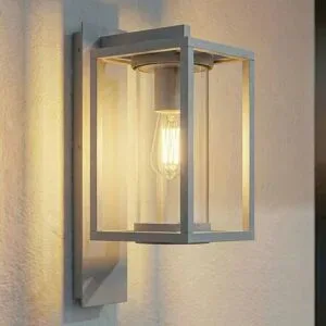 Aussenwandleuchte Ferda Lucande, dimmbar, alu / grau / zink, Aluminium, Modern, Wandleuchte außen