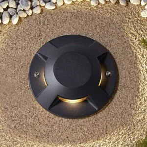 Lucande LED-Bodenstrahler Jeffrey, schwarz, 4 Lichtaustritte Jeffrey, schwarz, Aluminium, Modern, LED Außenleuchte