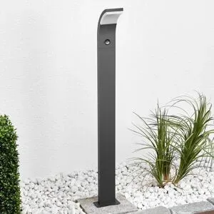 Lucande LED-Wegelampe Timm, Sensor, 100cm, anthrazit, IP54 Timm, schwarz, Aluminium, Modern