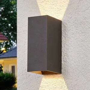 LED Aussenwandleuchte Mikka Lucande, schwarz, Aluminium, Modern, LED Wandleuchte außen
