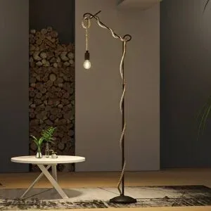 Stehlampe Ropina Lucande, schwarz, für Wohn- / Esszimmer, Metall, Vintage, Stehlampe