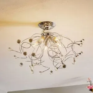 Kristall Deckenlampe Trilly ONLI, dimmbar, chrom / silber, für Wohn- / Esszimmer, Metall, Modern, Deckenlampe