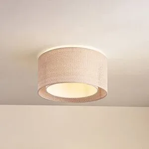 Deckenlampe Soula Lindby, dimmbar, creme / amber, für Wohn- / Esszimmer, Kunststoff, Landhaus / Rustikal, Deckenlampe