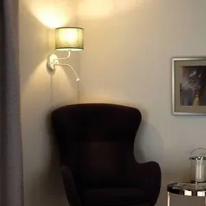 Wandlampe Roller Duolla, grün, für Schlafzimmer, Textil / Stoff / Seide, Wandleuchte, Wandlampe Innen