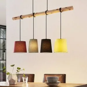 Hängelampe Moskau Lindby, dimmbar, Holz hell, für Wohn- / Esszimmer, Holz, Modern, Pendelleuchte