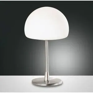 Tischlampe Gaia+ Weiss Glas/Metall 15 cm 26 cm - Farbe: Nickel matt/weiss - LED - Lichtfarbe: Warmweiss - Material: Metall/Glas - Tischlampe- LED