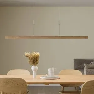 Holz Hängelampe Nora Quitani, dimmbar, Holz hell, für Wohn- / Esszimmer, Holz, Modern, Pendelleuchte