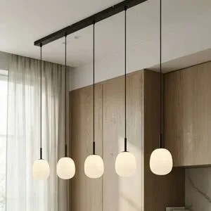 Glas Hängelampe Etiena Lindby, dimmbar, schwarz, für Wohn- / Esszimmer, Glas, Modern, Pendelleuchte