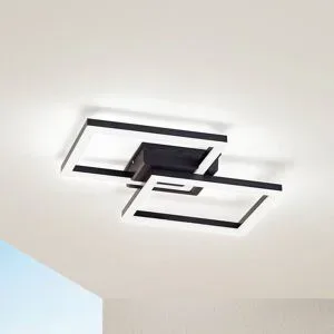 Lindby LED-Außendeckenlampe Finian, 48cm x 48cm, CCT dimmbar Finian Lindby,, schwarz, Kunststoff, Modern, LED Deckenleuchten